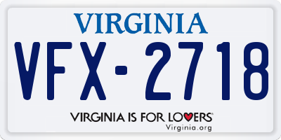 VA license plate VFX2718