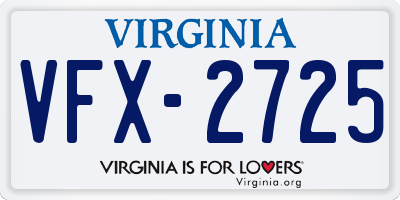 VA license plate VFX2725
