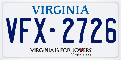 VA license plate VFX2726