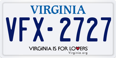 VA license plate VFX2727