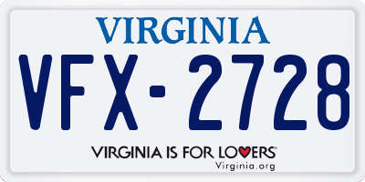 VA license plate VFX2728