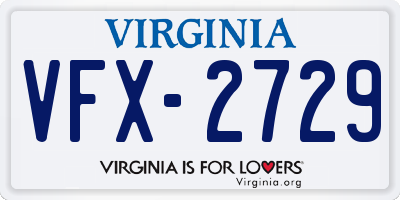VA license plate VFX2729