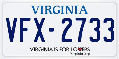 VA license plate VFX2733