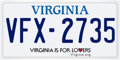 VA license plate VFX2735