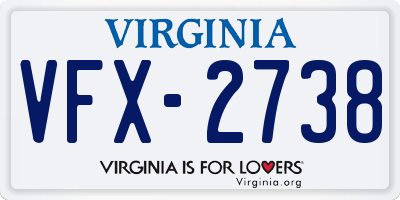 VA license plate VFX2738