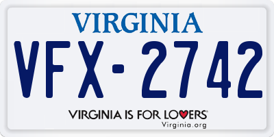 VA license plate VFX2742