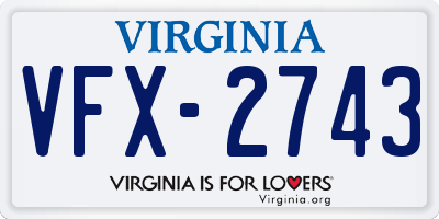 VA license plate VFX2743