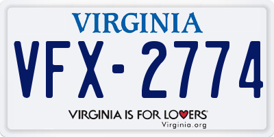 VA license plate VFX2774