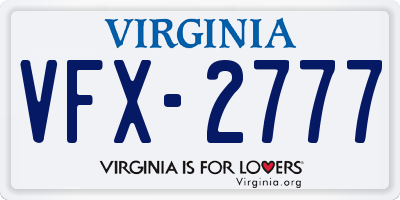 VA license plate VFX2777