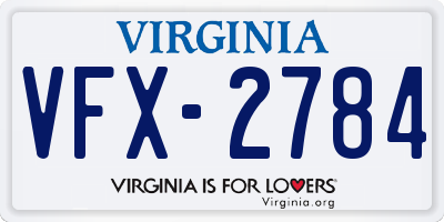 VA license plate VFX2784
