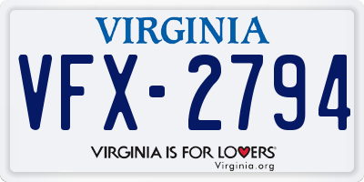 VA license plate VFX2794