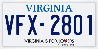 VA license plate VFX2801