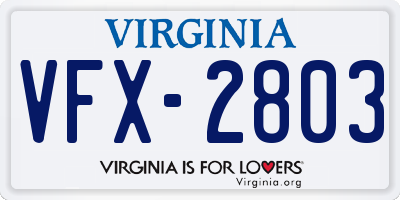 VA license plate VFX2803