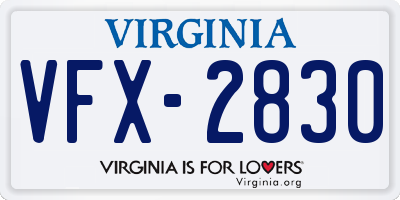 VA license plate VFX2830
