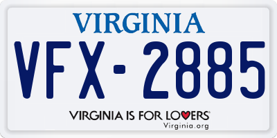 VA license plate VFX2885