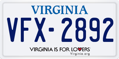 VA license plate VFX2892