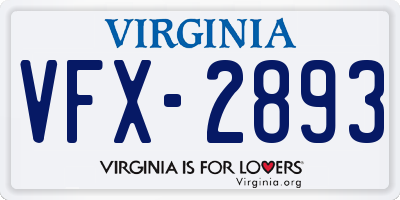 VA license plate VFX2893