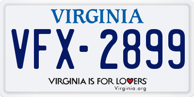 VA license plate VFX2899