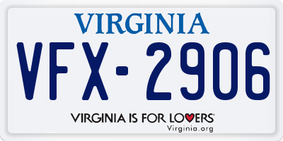 VA license plate VFX2906