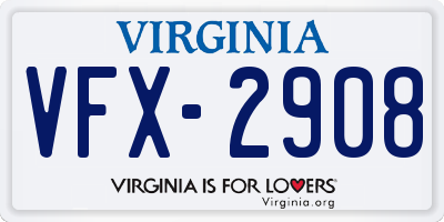 VA license plate VFX2908