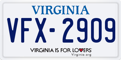 VA license plate VFX2909