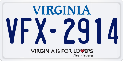 VA license plate VFX2914