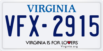 VA license plate VFX2915