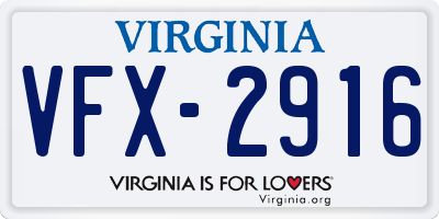 VA license plate VFX2916