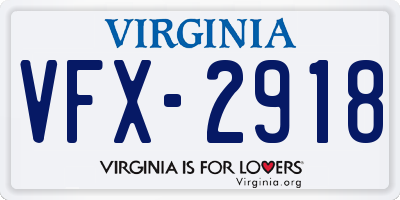 VA license plate VFX2918