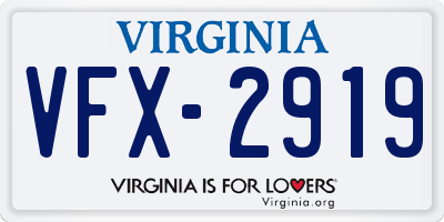 VA license plate VFX2919
