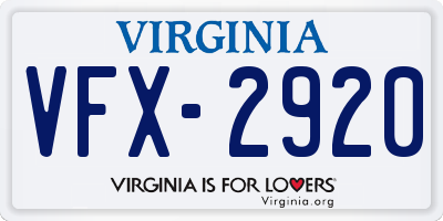 VA license plate VFX2920