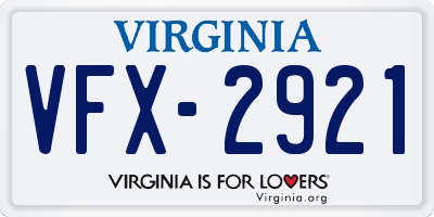 VA license plate VFX2921