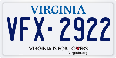 VA license plate VFX2922