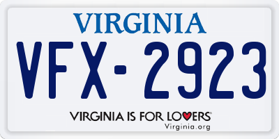 VA license plate VFX2923