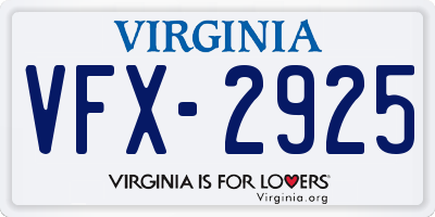 VA license plate VFX2925