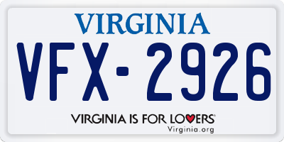 VA license plate VFX2926
