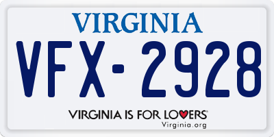 VA license plate VFX2928