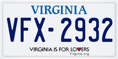 VA license plate VFX2932