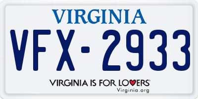 VA license plate VFX2933
