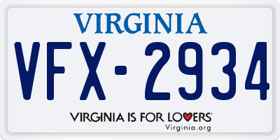 VA license plate VFX2934