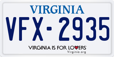 VA license plate VFX2935