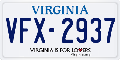 VA license plate VFX2937