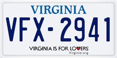 VA license plate VFX2941
