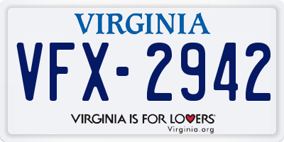 VA license plate VFX2942