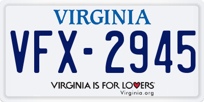 VA license plate VFX2945
