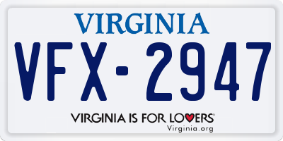 VA license plate VFX2947