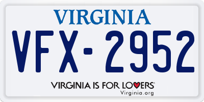 VA license plate VFX2952