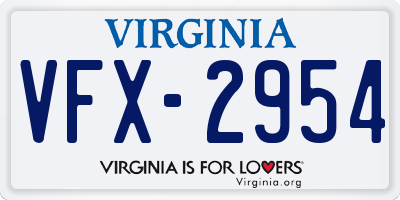 VA license plate VFX2954