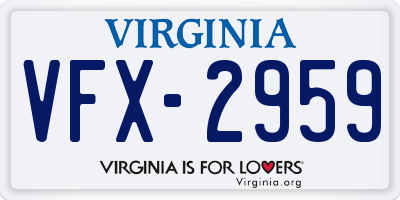 VA license plate VFX2959