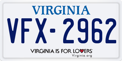 VA license plate VFX2962